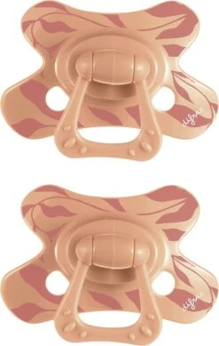 Difrax Fopspeen Natural 20+ Maanden Nature - Oranje/Peach Leafs - 2 Stuks