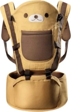 Baby Draagzak - Buik/Rug Babydrager Met Zacht Zitje (0-36 Maanden) - Bruine Beer