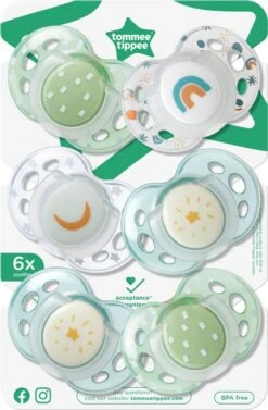 Tommee Tippee Night Time Soothers, Symmetrical Orthodontic Design, BPA-Free Silicone Baglet, 18-36m, Pack Of 6 -Aanbiedingen BIBS Winkel 787x1200 11
