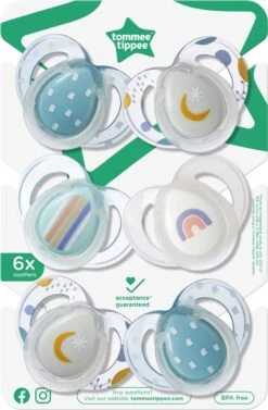 Tommee Tippee Night Time Soothers, Symmetrical Orthodontic Design, BPA-Free Silicone Baglet, 6-18m, Pack Of 6 -Aanbiedingen BIBS Winkel 787x1200 13