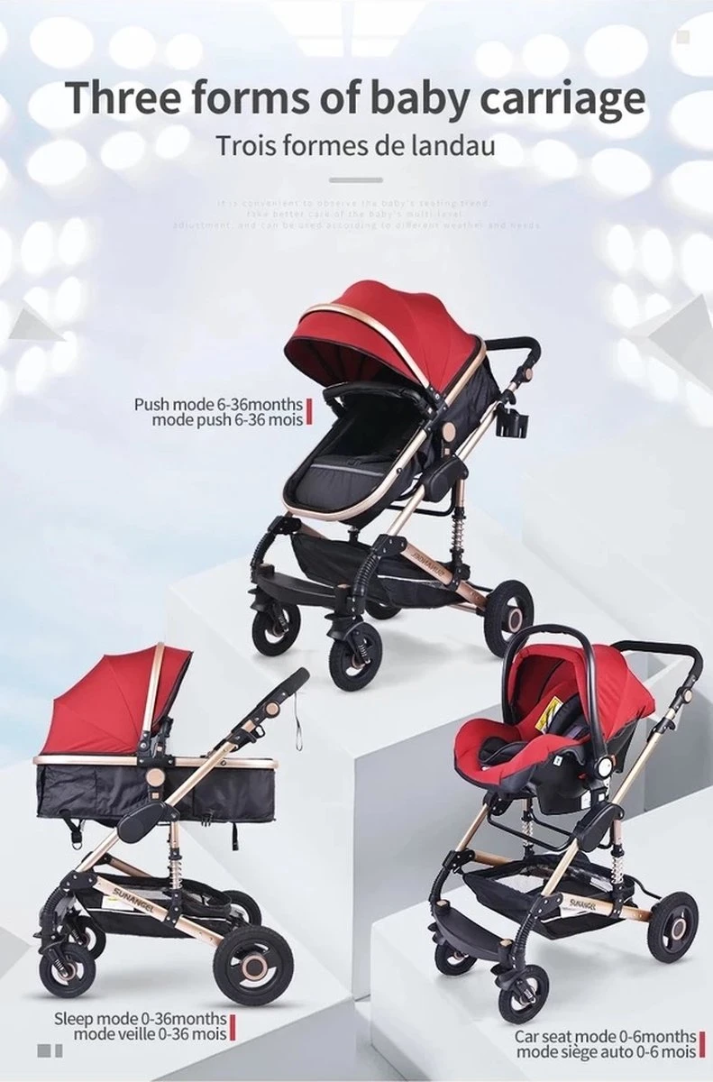Merkloos Luxe Multi-functionele 3 In 1 Wandelwagen - Babywagen - Kwalitatieve Buggy - Opklapbare Kinderwagen - Licht En Flexibel 7 Merkloos Luxe Multi-functionele 3 In 1 Wandelwagen - Babywagen - Kwalitatieve Buggy - Opklapbare Kinderwagen - Licht En Flexibel - Afbeelding 7