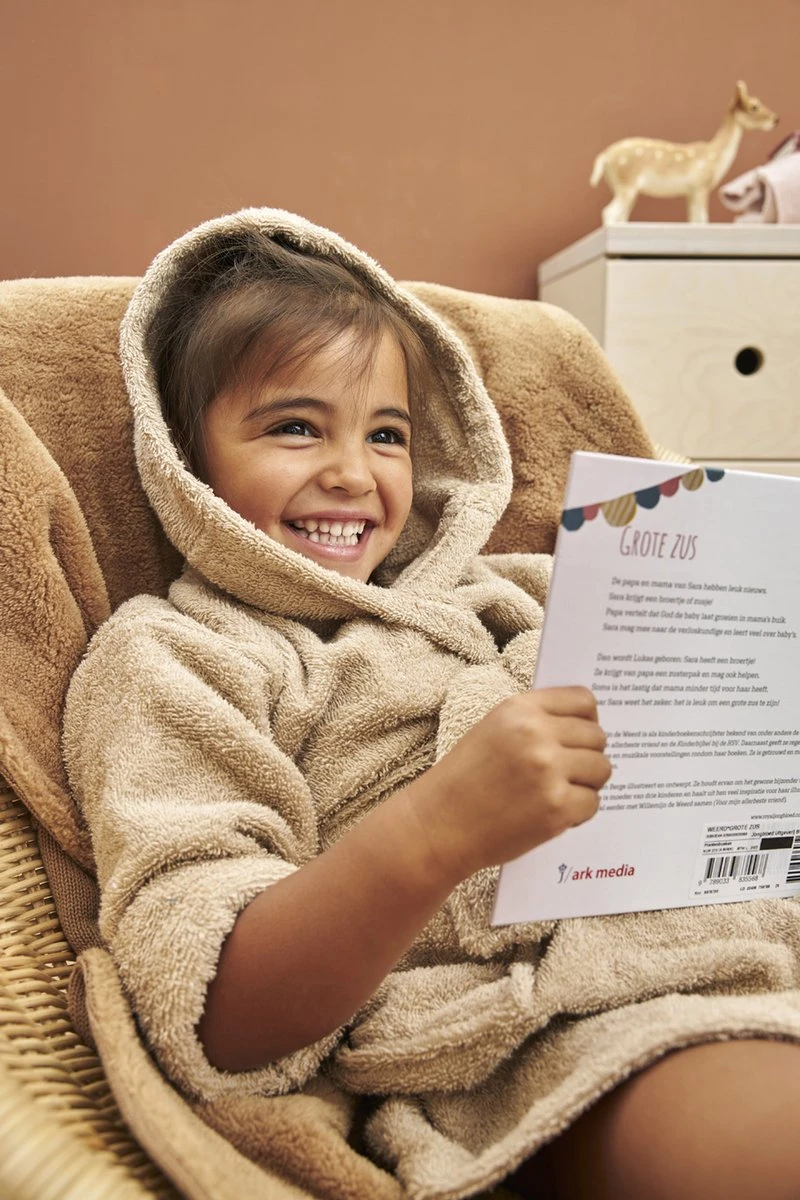 Meyco Uni Badjas - Badstof - Sand - 86/92 5 Meyco Uni Badjas - Badstof - Sand - 86/92 - Afbeelding 5