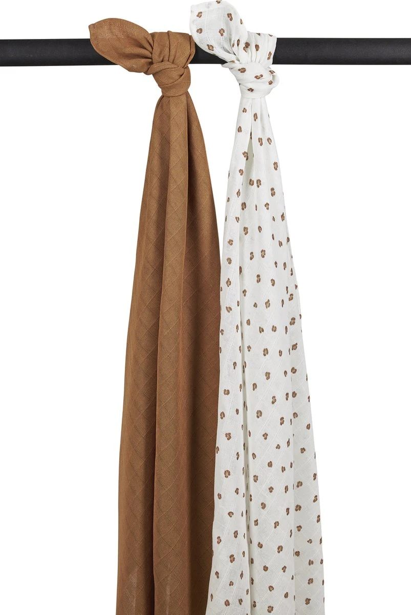 Meyco Mini Panther Swaddle - 2-pack - Toffee - 120x120cm 1 Meyco Mini Panther Swaddle - 2-pack - Toffee - 120x120cm