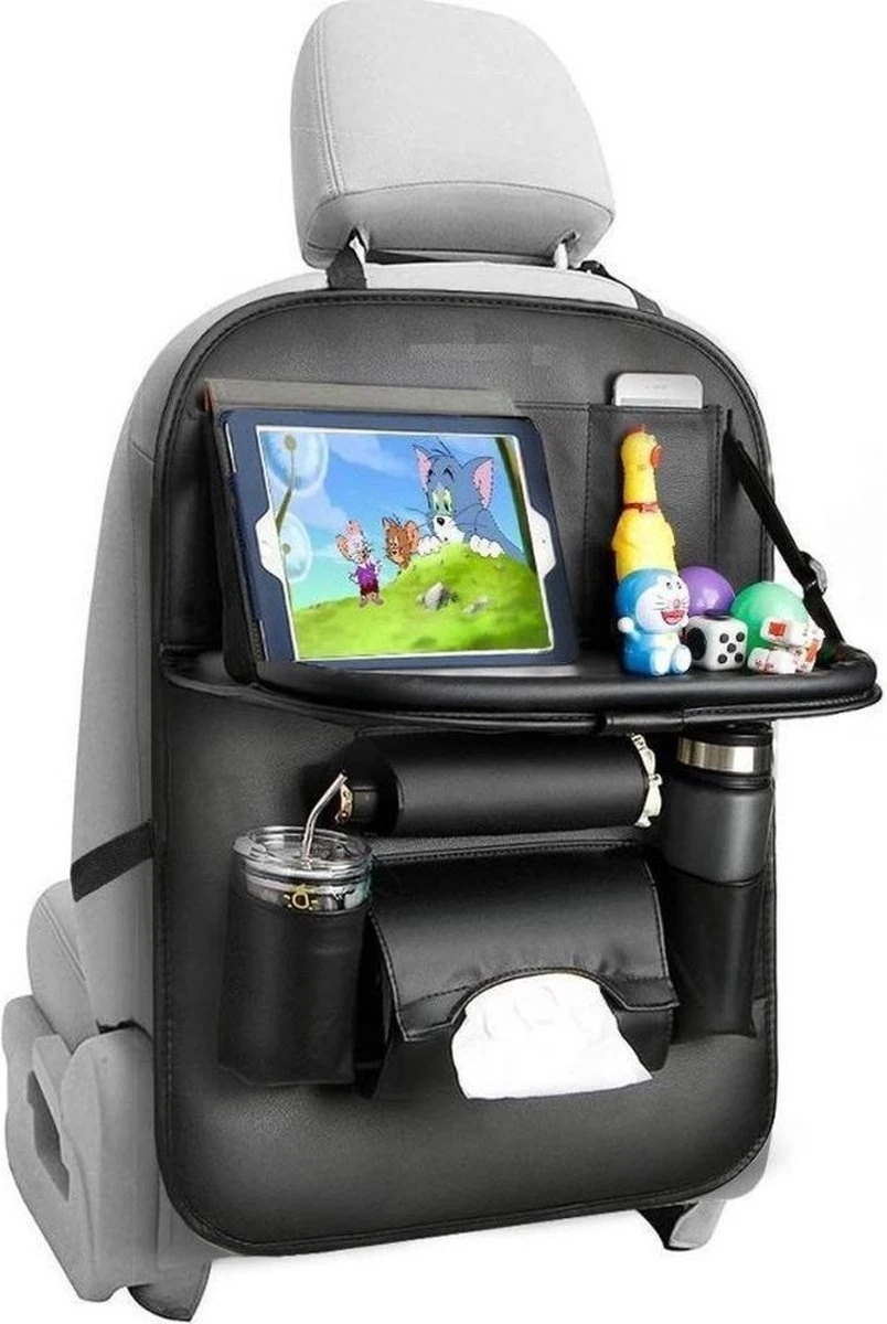 RAMBUX® - Autostoel Organizer Met Tray - Organizer Auto Stoelhoes Met Uitklapbare Tafel - Duurzaam Mat Zwart PU Leer Kunstleer - Tablethouder - Telefoonhouder - Fleshouder 2 RAMBUX® - Autostoel Organizer Met Tray - Organizer Auto Stoelhoes Met Uitklapbare Tafel - Duurzaam Mat Zwart PU Leer Kunstleer - Tablethouder - Telefoonhouder - Fleshouder - Afbeelding 2