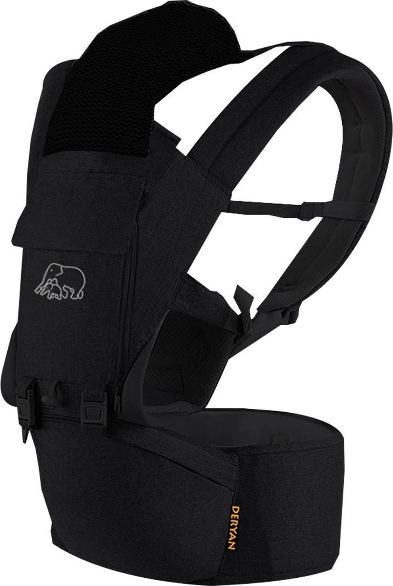 Deryan Pack Luxe Ergonomische Draagzak - Babydrager + Opbergvakjes - Zwart 8 Deryan Pack Luxe Ergonomische Draagzak - Babydrager + Opbergvakjes - Zwart - Afbeelding 8