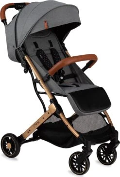 MoMi Wandelwagen - Compacte Lichtgewicht Buggy - Estelle - Gray-Gold (geschikt Van 6mnd - 15kg) -Aanbiedingen BIBS Winkel 812x1200 15