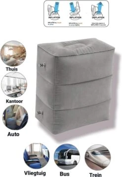 Merkloos Vliegtuigbedje - Voetkussen Opblaasbaar - Voetensteun - Voetenbankje - 3 Hoogte Standen - Reiskussen -Aanbiedingen BIBS Winkel 825x1200 16