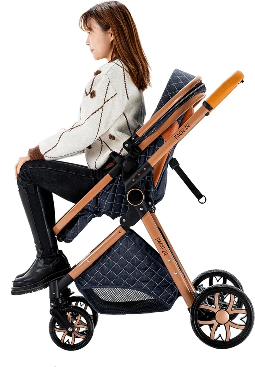 Merkloos Kinderwagen 3-in-1 – Luxe Kinderwagen - Buggy – Wandelwagen - Multifunctioneel – Opklapbaar – Incl Autostoel – Blauw 5 Merkloos Kinderwagen 3-in-1 – Luxe Kinderwagen - Buggy – Wandelwagen - Multifunctioneel – Opklapbaar – Incl Autostoel – Blauw - Afbeelding 5