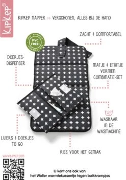 KipKep Napper Verschoonmatje - Machinewasbaar - Crossy Black -Aanbiedingen BIBS Winkel 843x1200 13