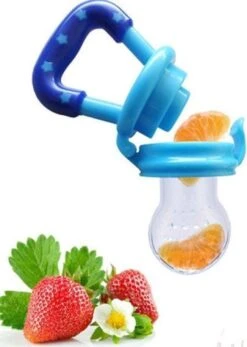 Merkloos Baby Fruit Speen -Fruitspeen Bijtring - Maat M - 4 - 12 Maanden - Blauw