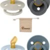 Blisters Bibs Dental Fopspenen Anatomical 6-18 Maanden| Set 4 Stuks|Sand, Iron, Baby Blue, Petrol| + Monkiezz Speenzakje| Orthodontisch| Anatomisch| Maat 2