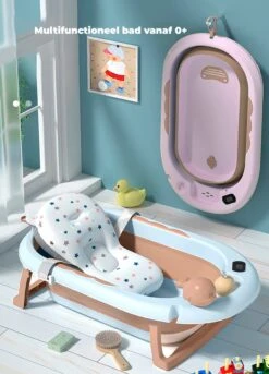 Babybadje 3 In 1 Opvouwbaar - Inclusief Badkussen - Thermometer Ingebouwd - Model 2023 - Roze -Aanbiedingen BIBS Winkel 864x1200 1