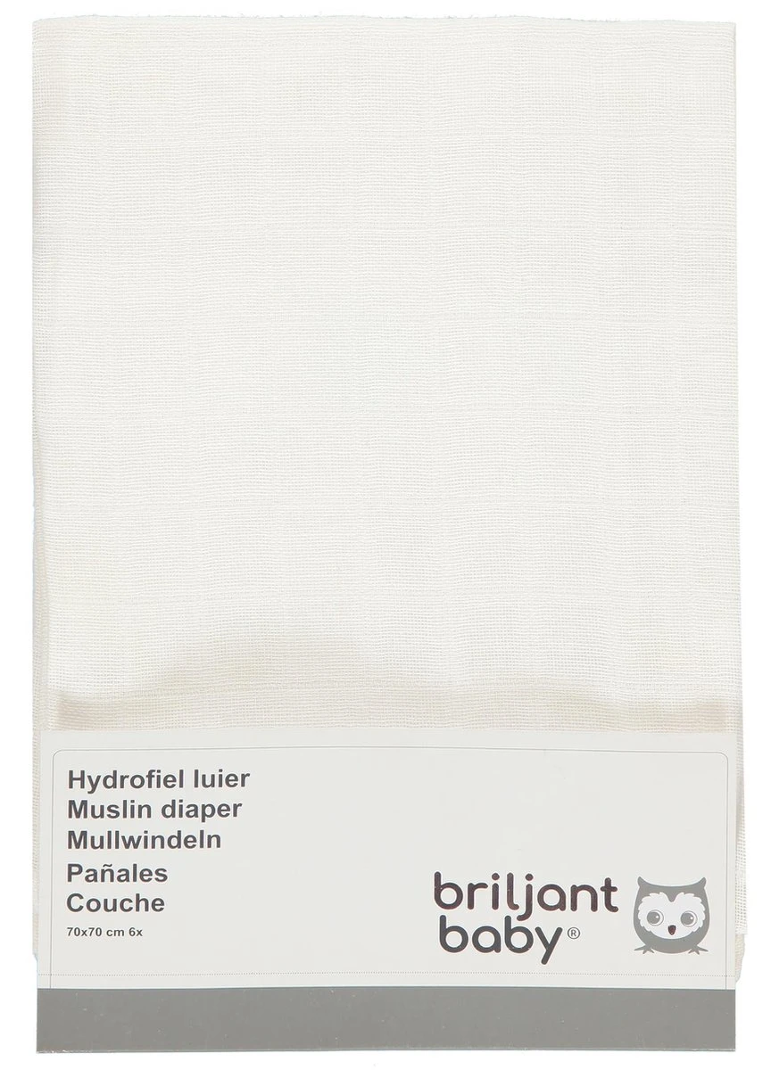 Briljant Baby Hydrofiel Luier - Wit - 70 X 70 Cm - 6 Stuks 4 Briljant Baby Hydrofiel Luier - Wit - 70 X 70 Cm - 6 Stuks - Afbeelding 4