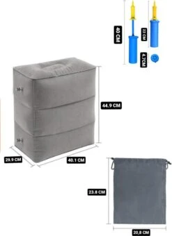 Merkloos Vliegtuigbedje - Voetkussen Opblaasbaar - Voetensteun - Voetenbankje - 3 Hoogte Standen - Reiskussen -Aanbiedingen BIBS Winkel 873x1200 16