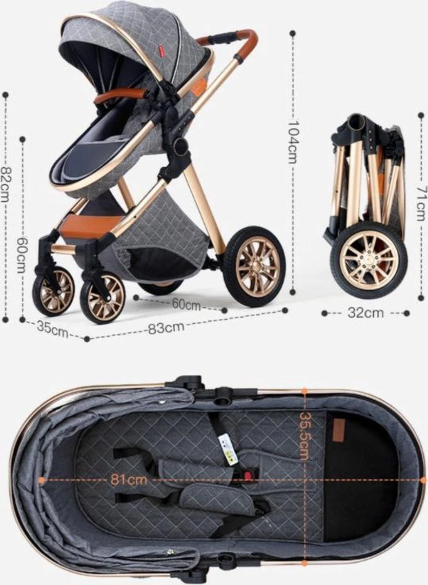 Merkloos Kinderwagen 3-in-1 – Luxe Kinderwagen - Buggy – Wandelwagen - Multifunctioneel – Opklapbaar – Incl Autostoel – Grijs 4 Merkloos Kinderwagen 3-in-1 – Luxe Kinderwagen - Buggy – Wandelwagen - Multifunctioneel – Opklapbaar – Incl Autostoel – Grijs - Afbeelding 4