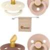 Blisters Bibs Fopspenen Anatomical 0-6 Maanden| Set 4 Stuks| Woodchuck, Blush, Ivory, Blush| + Monkiezz Speenzakje| Orthodontisch| Anatomisch| Maat 1