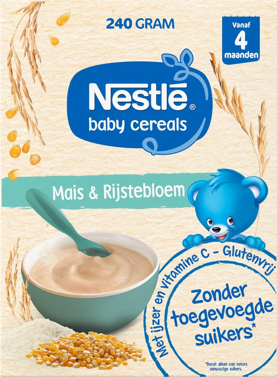 Nestlé Baby Cereals Mais & Rijstebloem Glutenvrij - Baby Pap - Vanaf 4 Maanden - 9 Stuks - Totaal 45 Porties 5 Nestlé Baby Cereals Mais & Rijstebloem Glutenvrij - Baby Pap - Vanaf 4 Maanden - 9 Stuks - Totaal 45 Porties - Afbeelding 5
