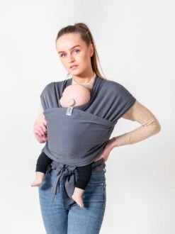 ByKay - Draagdoek - Rekbaar - DonkerGrijs - Antraciet - Maat L - Organic Katoen - Stretchy Wrap Deluxe - 3 Jaar - Buik - Heup -Aanbiedingen BIBS Winkel 899x1200 51