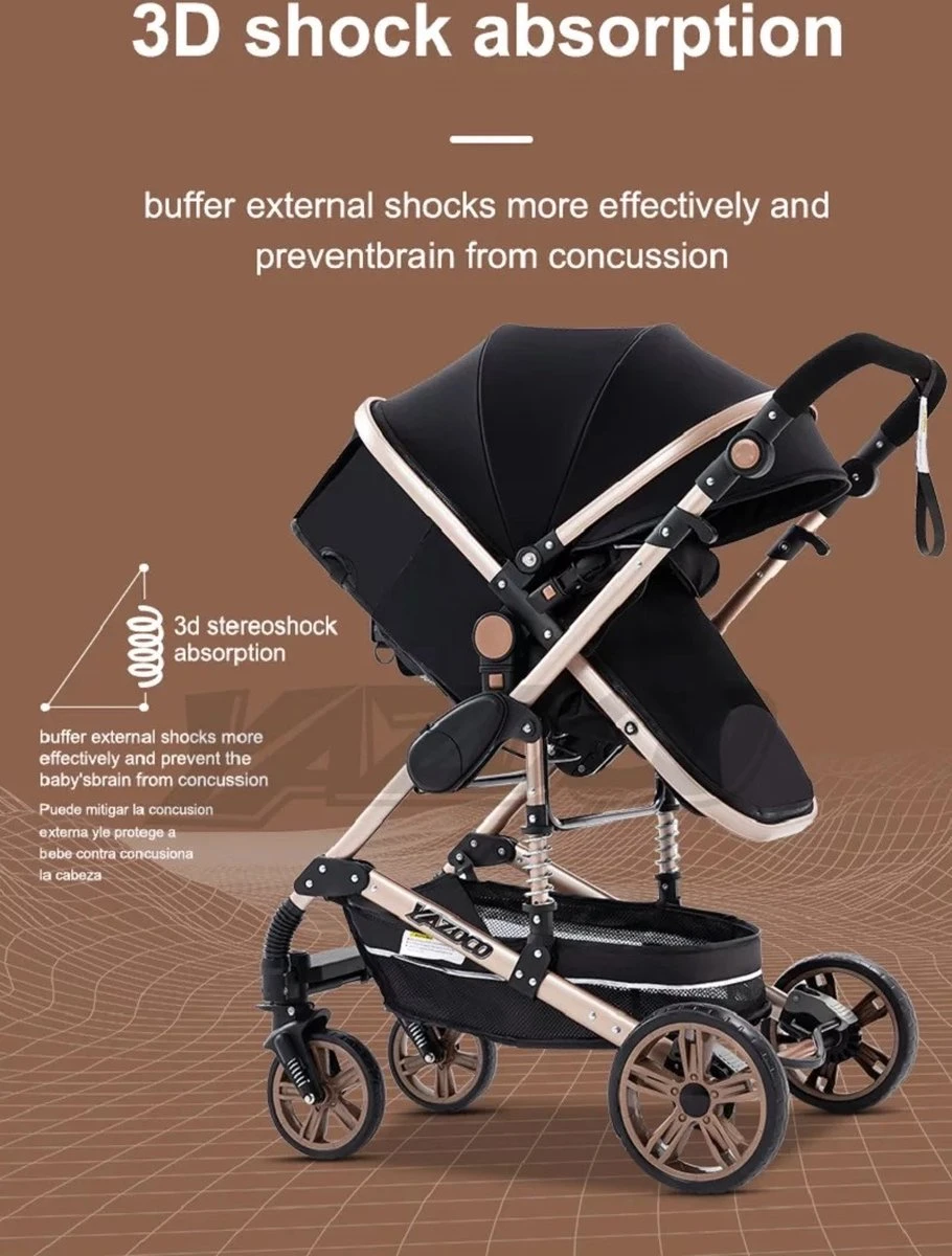 Merkloos Luxe Multi-functionele 3 In 1 Wandelwagen - Babywagen - Kwalitatieve Buggy - Opklapbare Kinderwagen - Licht En Flexibel 6 Merkloos Luxe Multi-functionele 3 In 1 Wandelwagen - Babywagen - Kwalitatieve Buggy - Opklapbare Kinderwagen - Licht En Flexibel - Afbeelding 6