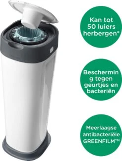 Tommee Tippee Twist & Click XL-luieremmer - Voor Maximaal 60 Luiers - Milieuvriendelijker Systeem - 1 Navulcassette - Duurzaam Geproduceerde Antibacteriële GREENFILM -Aanbiedingen BIBS Winkel 911x1200