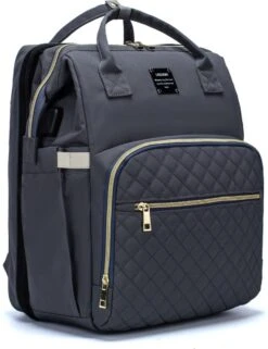 Luiertas - Multifuctioneel Luiertas 3 In 1 - Met Babybedje - Met Verschoningsmatje - Grijs - Met Usb - Met Verdikt Matras -Aanbiedingen BIBS Winkel 923x1200 2