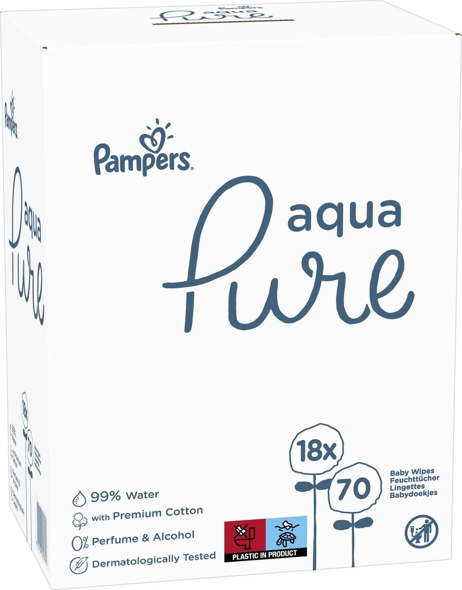 Pampers® Pampers Aqua Pure Billendoekjes – 1260 Doekjes 8 Pampers® Pampers Aqua Pure Billendoekjes – 1260 Doekjes - Afbeelding 8