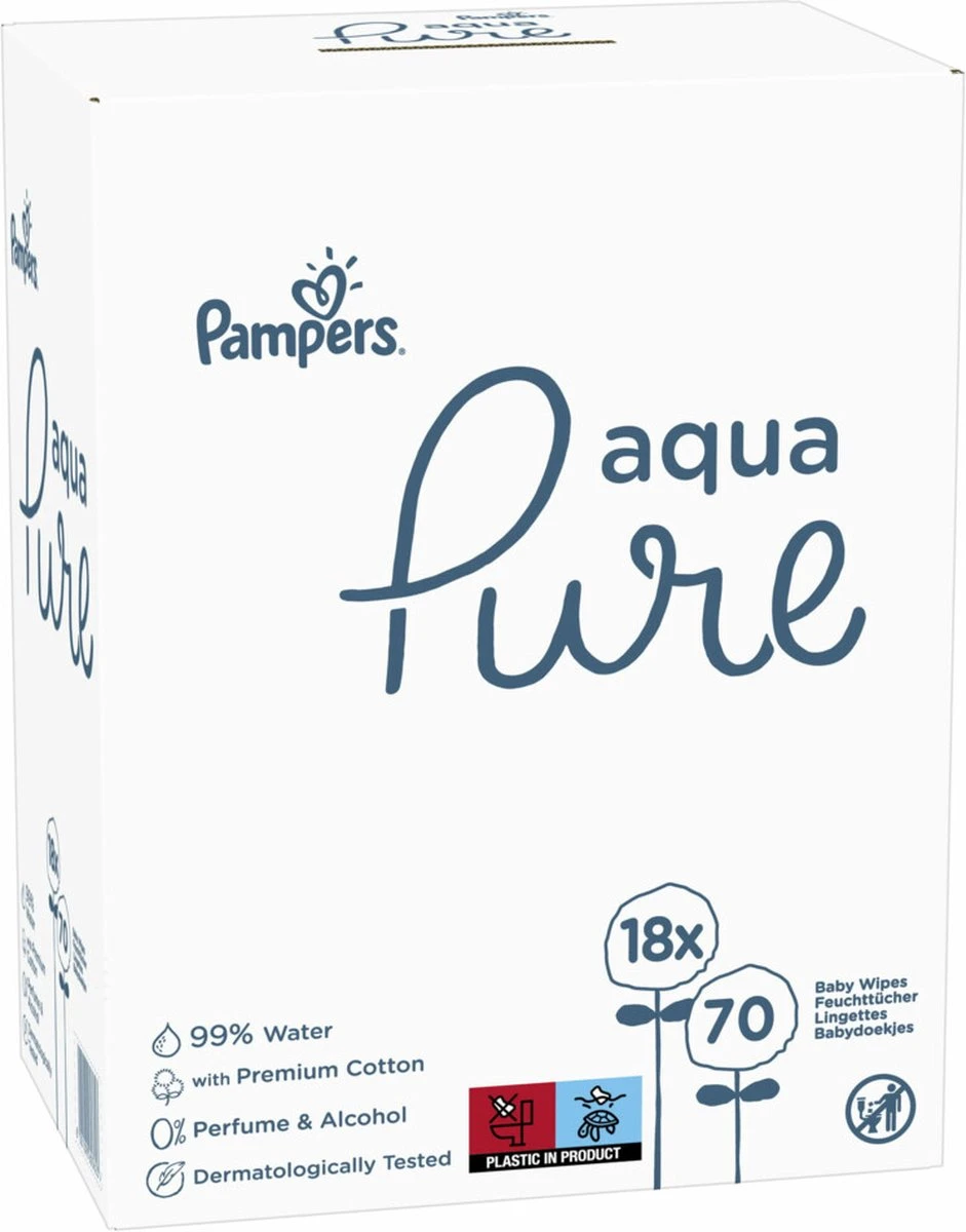 Pampers® Pampers Aqua Pure Billendoekjes – 1260 Doekjes 4 Pampers® Pampers Aqua Pure Billendoekjes – 1260 Doekjes - Afbeelding 4