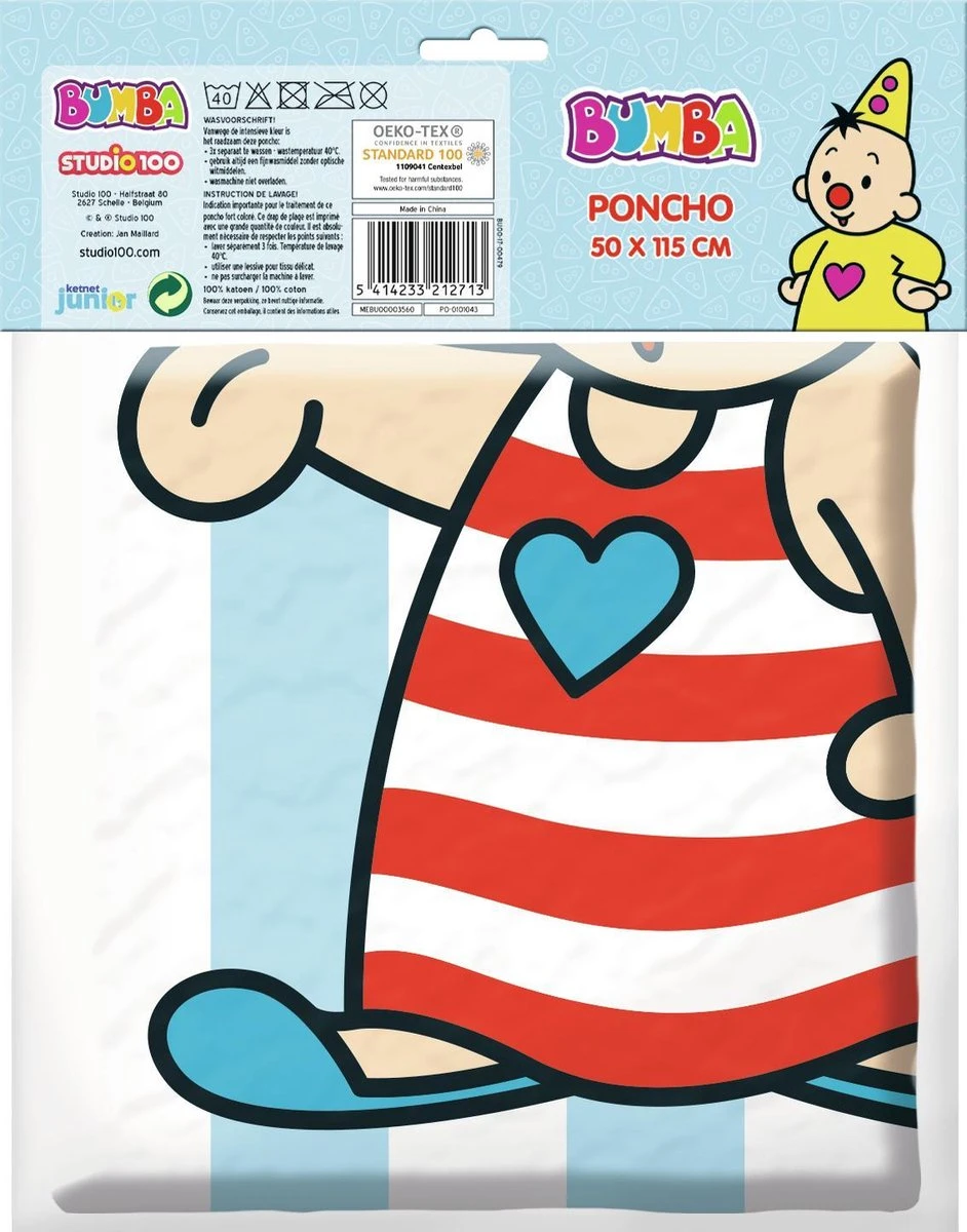 Bumba Badponcho - Poncho Met Bumba & Bumbalu (50x115 Cm) - 100% Katoen 4 Bumba Badponcho - Poncho Met Bumba & Bumbalu (50x115 Cm) - 100% Katoen - Afbeelding 4