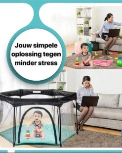 Deryan Draagbare Kinderbox - Zwart - Vaste Matrasbodem - Reisbox - Campingbedje -Aanbiedingen BIBS Winkel 960x1200 18