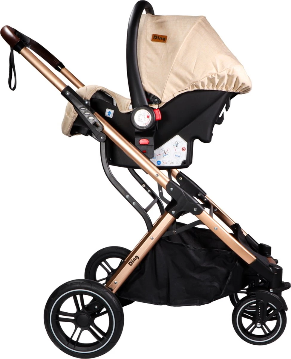 Ding Juna Kinderwagen 3 In 1 - Beige/Rose - Combi Kinderwagen Incl. Autostoel 8 Ding Juna Kinderwagen 3 In 1 - Beige/Rose - Combi Kinderwagen Incl. Autostoel - Afbeelding 8