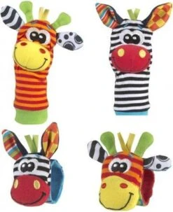 Playgro Pols- En Voetrammelaarset Zebra & Giraf - Set Van 4 Stuks, 2 Polsbandjes En 2 Rammelsokjes -Aanbiedingen BIBS Winkel 977x1200 3