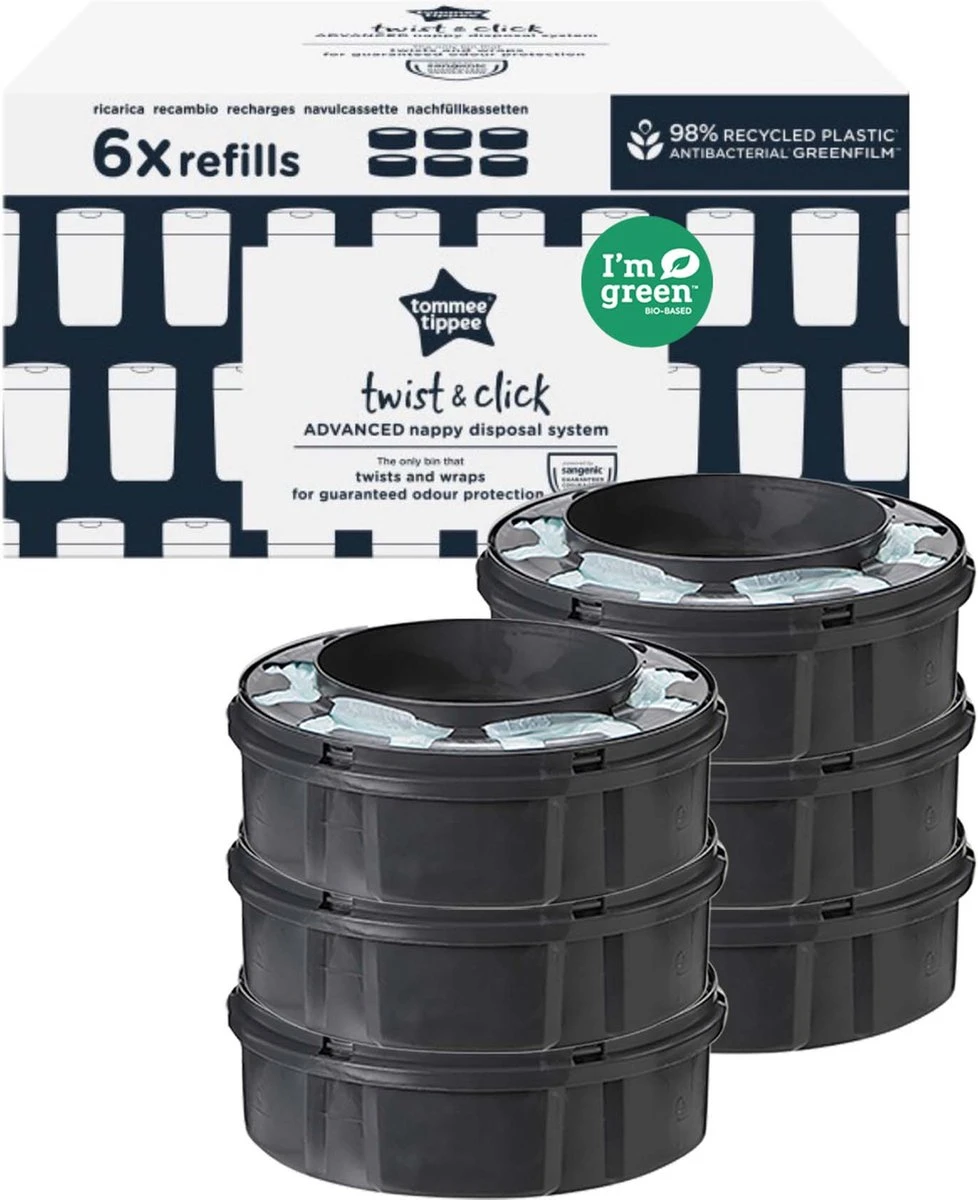 Tommee Tippee Twist & Click Milieuvriendelijke Luieremmer Navulling - Duurzaam Geproduceerde Greenfilm - 6 Stuks 6 Tommee Tippee Twist & Click Milieuvriendelijke Luieremmer Navulling - Duurzaam Geproduceerde Greenfilm - 6 Stuks - Afbeelding 6