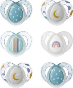 Tommee Tippee Night Time Soothers, Symmetrical Orthodontic Design, BPA-Free Silicone Baglet, 6-18m, Pack Of 6