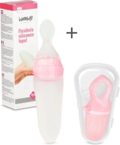 Humble & Noble Knijpfles En Lepel - Inclusief Fruitspeen - Roze